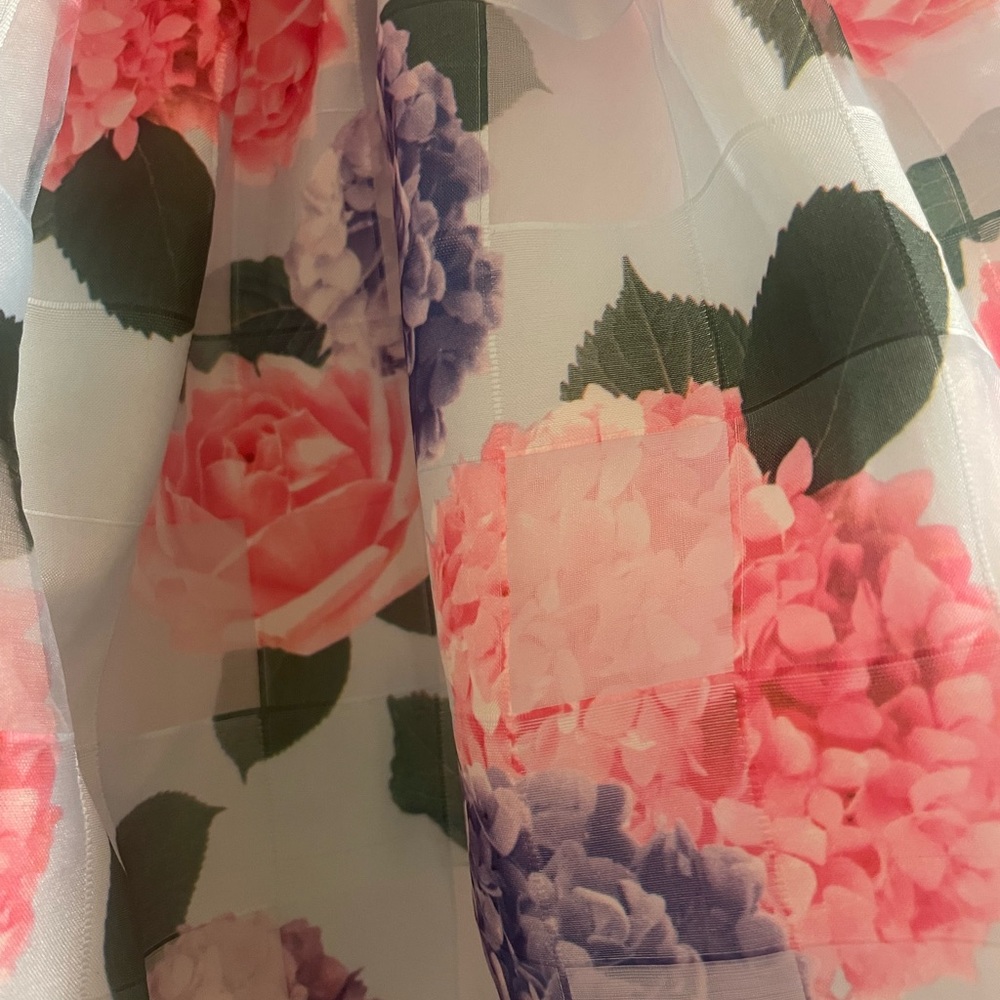 Nanette 2t floral blue and pink dress with bright pink sash - Picture 2 of 5